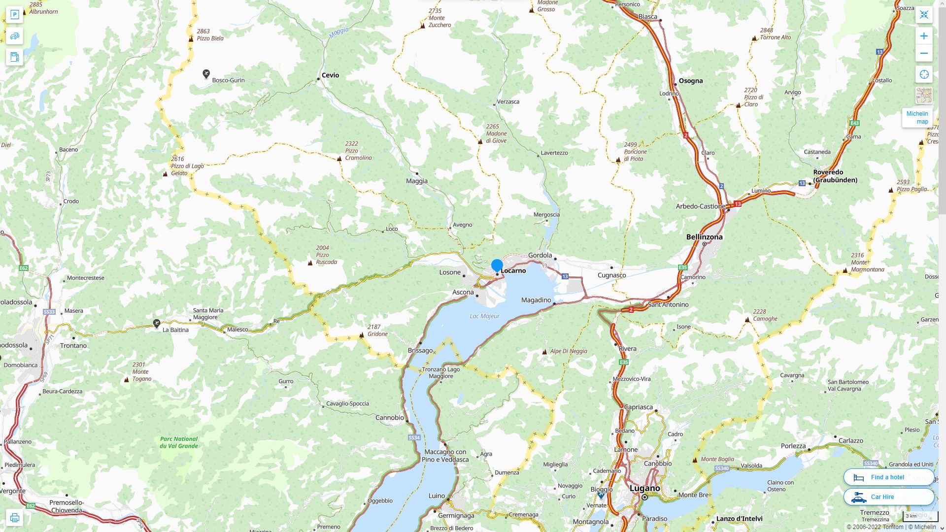 Locarno Suisse Autoroute et carte routiere